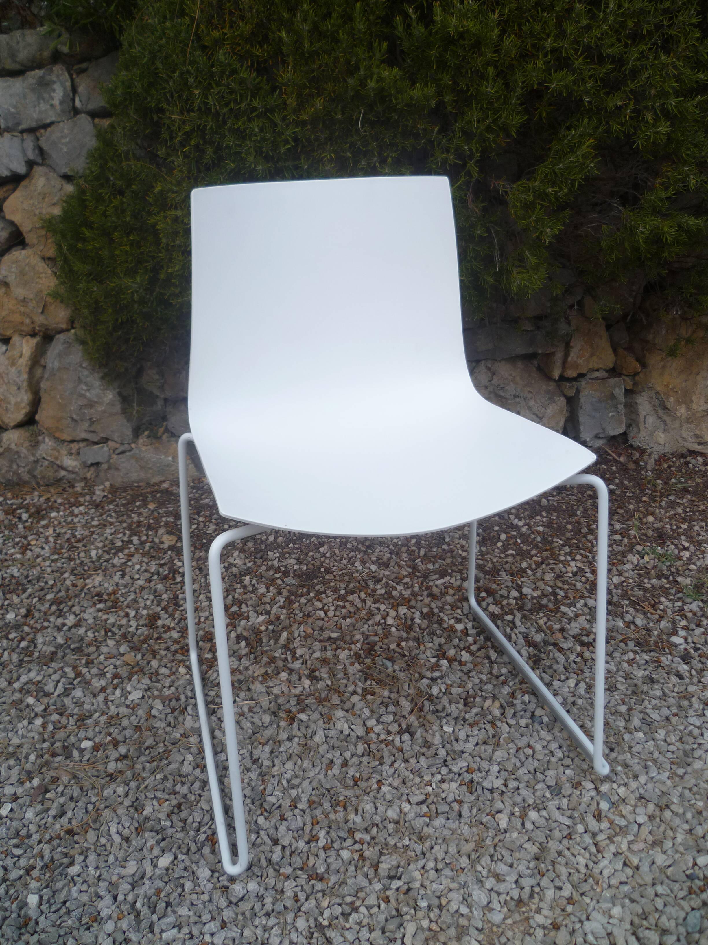 Arper design chair catifa 46 by lievore altherr molina chrome legs white shell