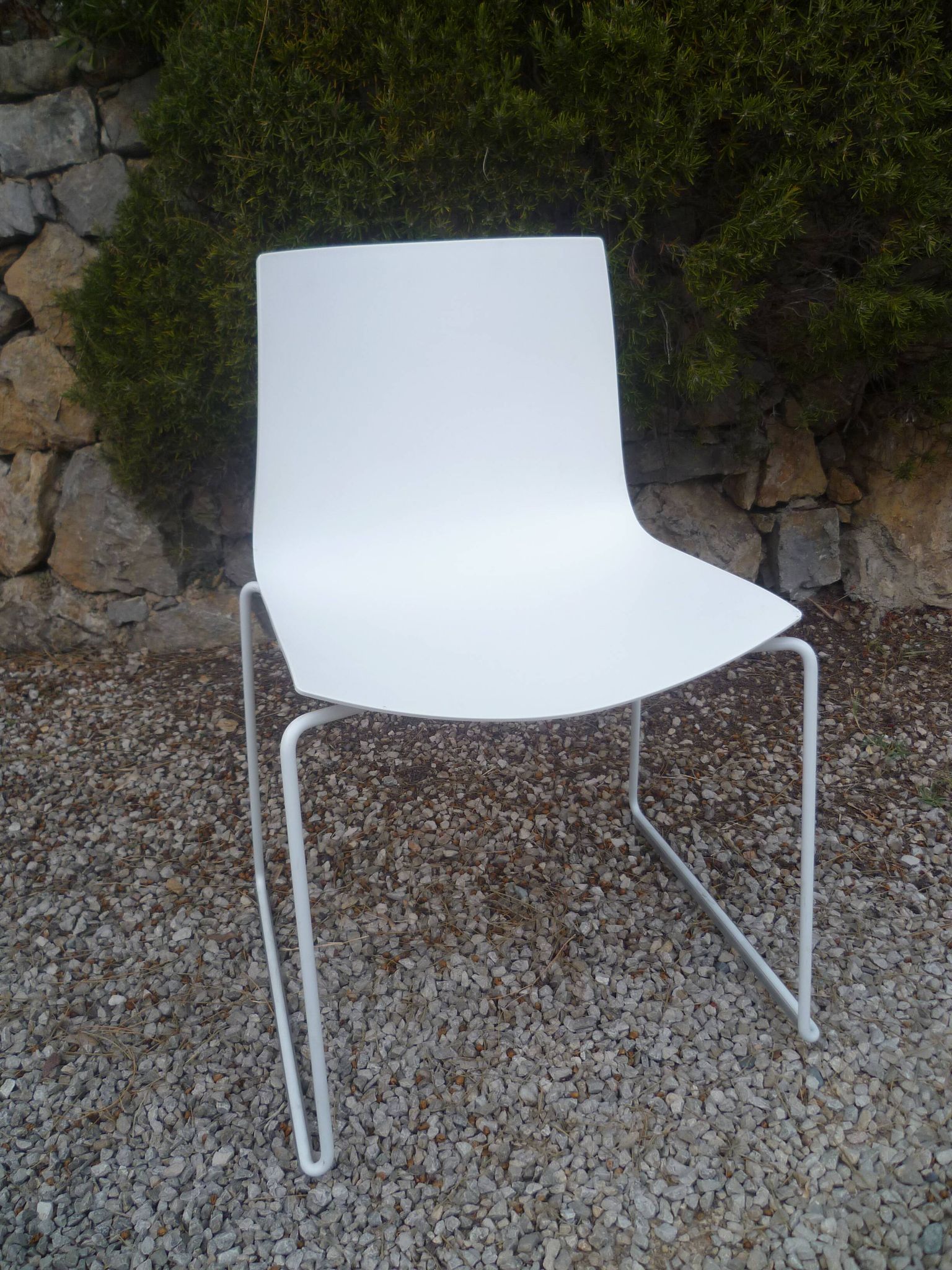Arper design chair catifa 46 by lievore altherr molina chrome legs white shell