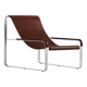 Fauteuil contemporain faie à la main en acier argenté et cuir marron