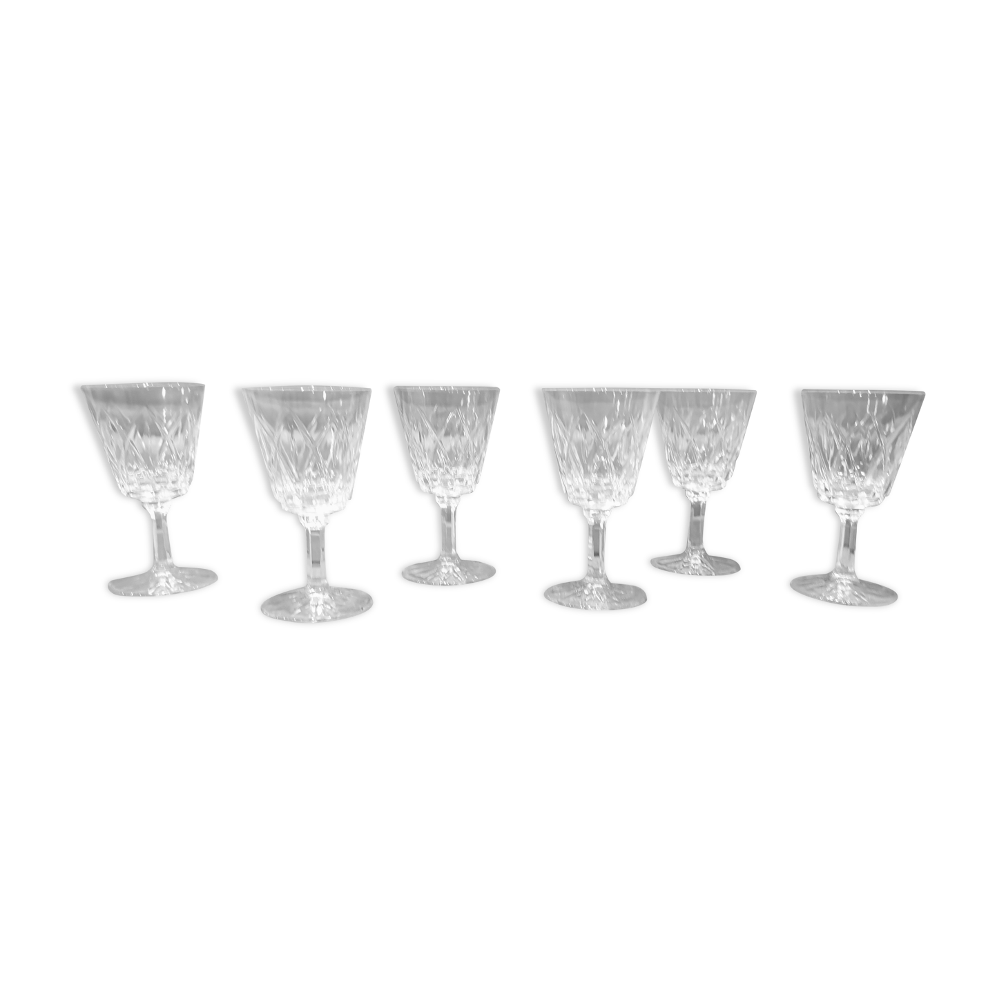Set de 6 verres à pied en cristal ciselé vintage Shell