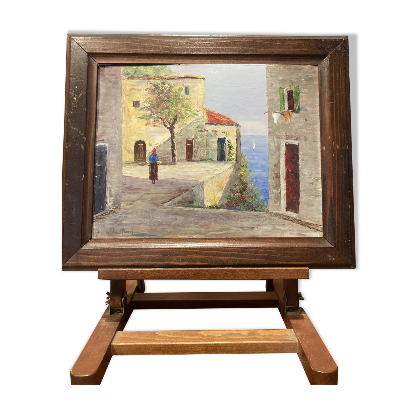 Oil on wood framed by a landscape