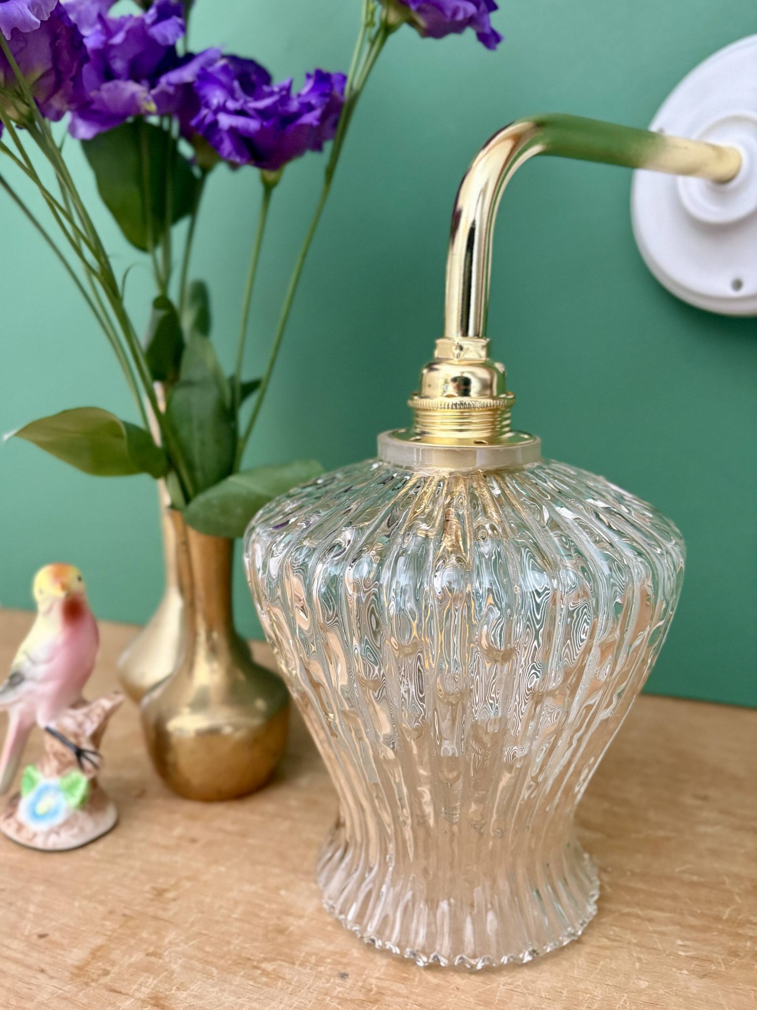 Vintage glass tulip wall light