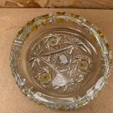 Ancien Cendrier Verre Transparent & Jaune Vintage