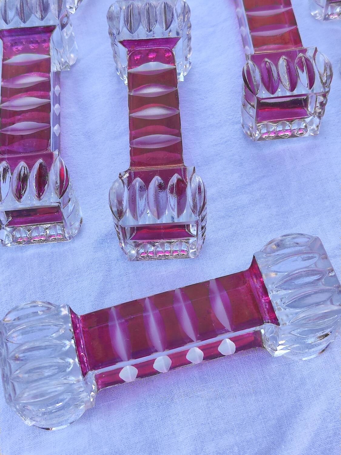 12 colored crystal knife holders - 1970