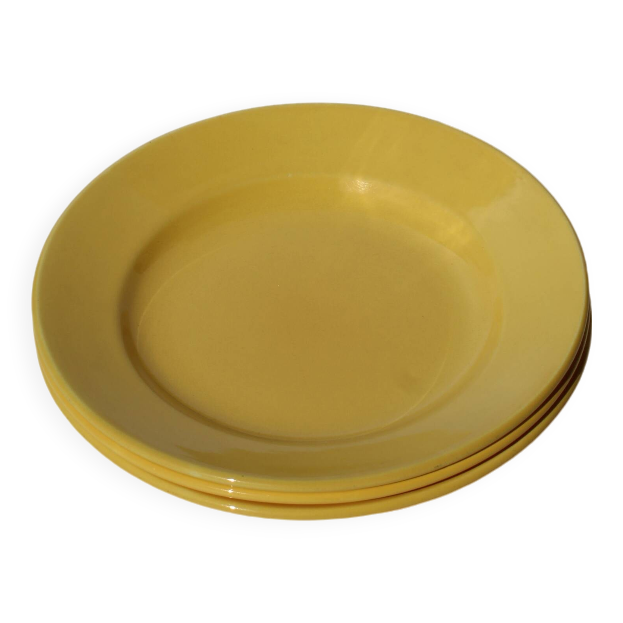 3 yellow Sarreguemines plates
