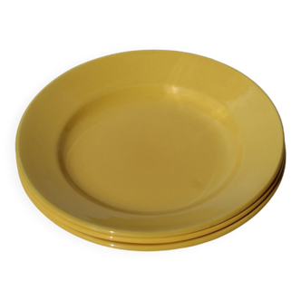 3 yellow Sarreguemines plates