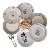 6 mismatched old dessert plates