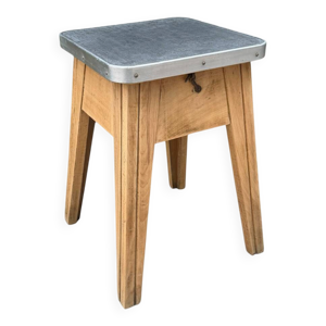 Tabouret coffre bois