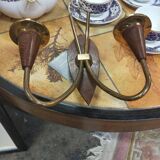 Scandinavian style sconces in gold metal and Wenge wood circa 1960