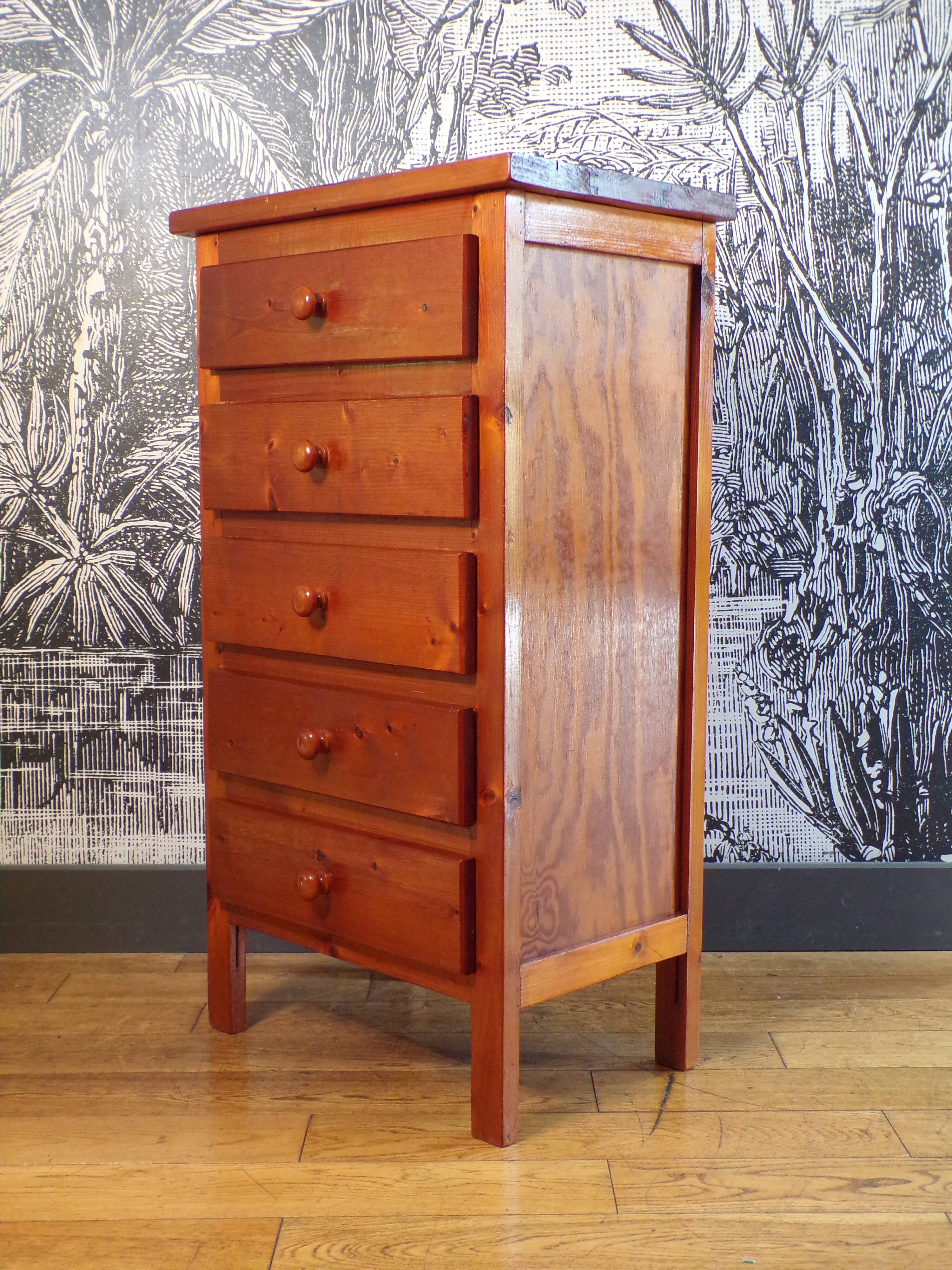 5-drawer pine chest of drawers