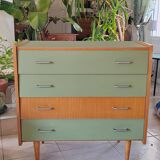 Vintage commode refurbished with tapered legs.