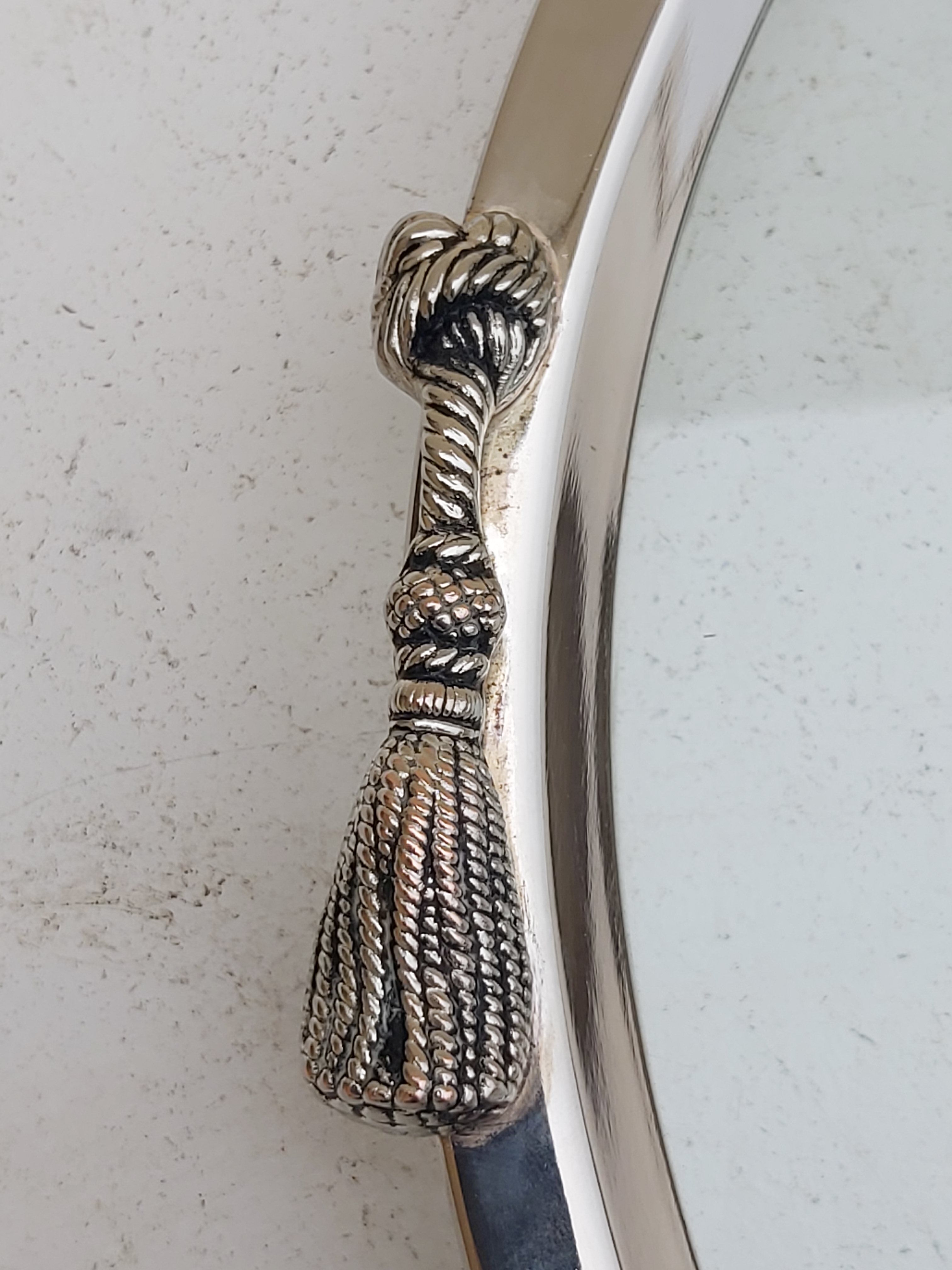 Round tray silver metal 70s