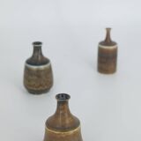 Small Mid-Century Scandinavian Modern Collectible Earthy Brown Stoneware Vase by G. Borg, Set of 3