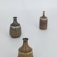 Small Mid-Century Scandinavian Modern Collectible Vase in Earthy Brown Stoneware by G. Borg, Set of 3