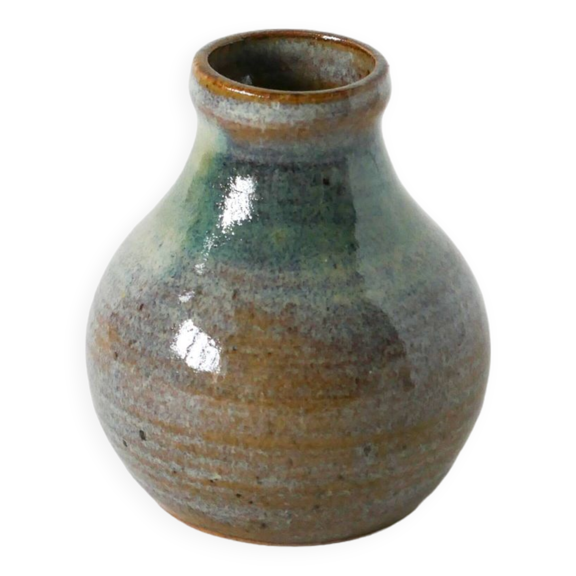 Small glazed stoneware ceramic vase signed, 1970