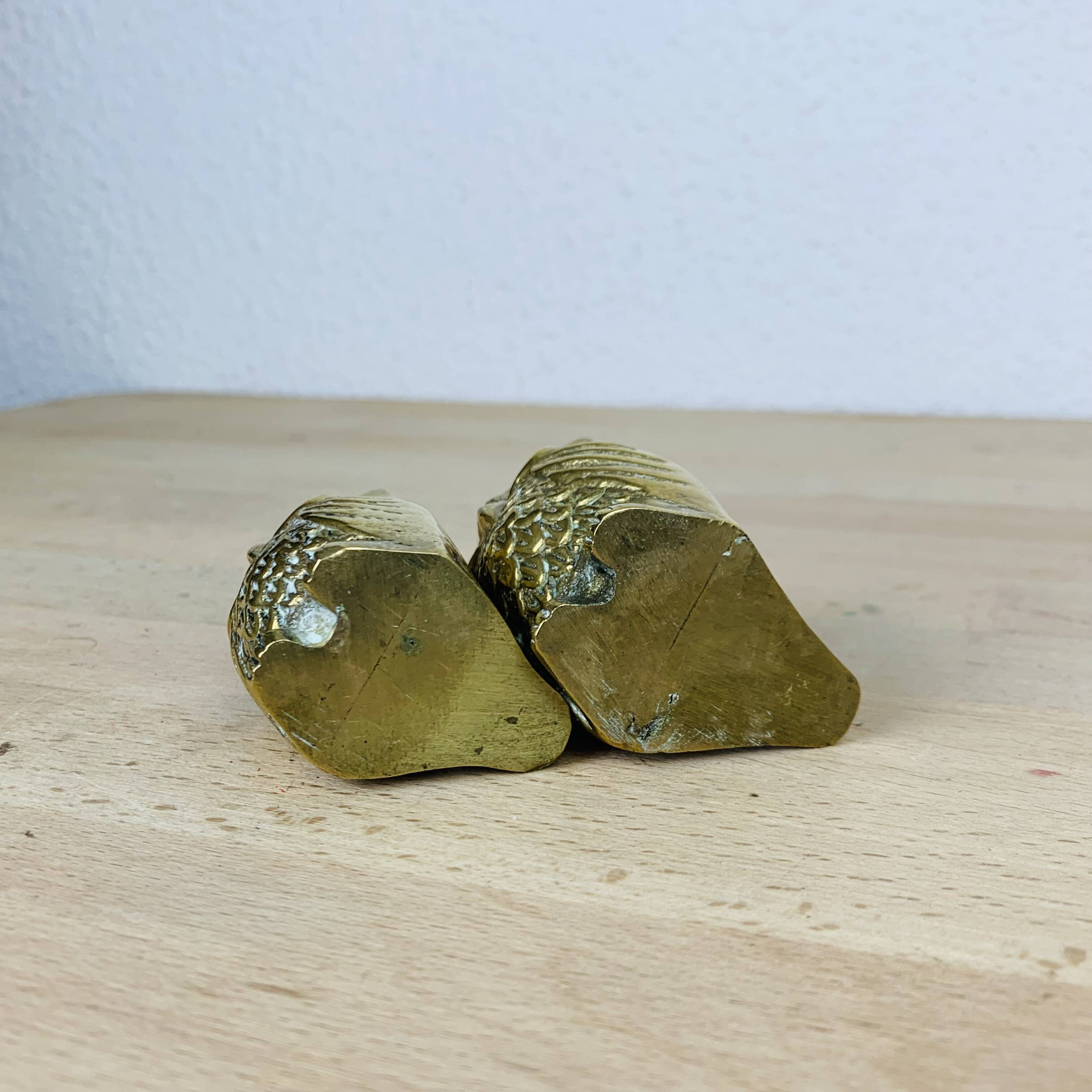 Pair of owls/owls in golden brass