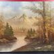 Oil on canvas, Refuge in the valley, lake landscape mountain lake