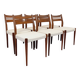 Set of 6 vintage Scandinavian chairs in teak and bouclette fabric from the 60s