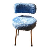 Chaise moumoute 70´s pelfran bleu ciel