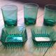 Set of 5 glasses and 2 green ramekins for appetizers.