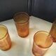 4 vintage amber glass water or orangeade glasses