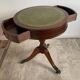 Antique Mahogany and Leather Side Table on Casters