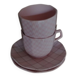 Set of 2 cups and saucers hen's feet and tiles