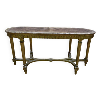 Bench - Piano bench in caning and gilded wood in the Louis XVI style.