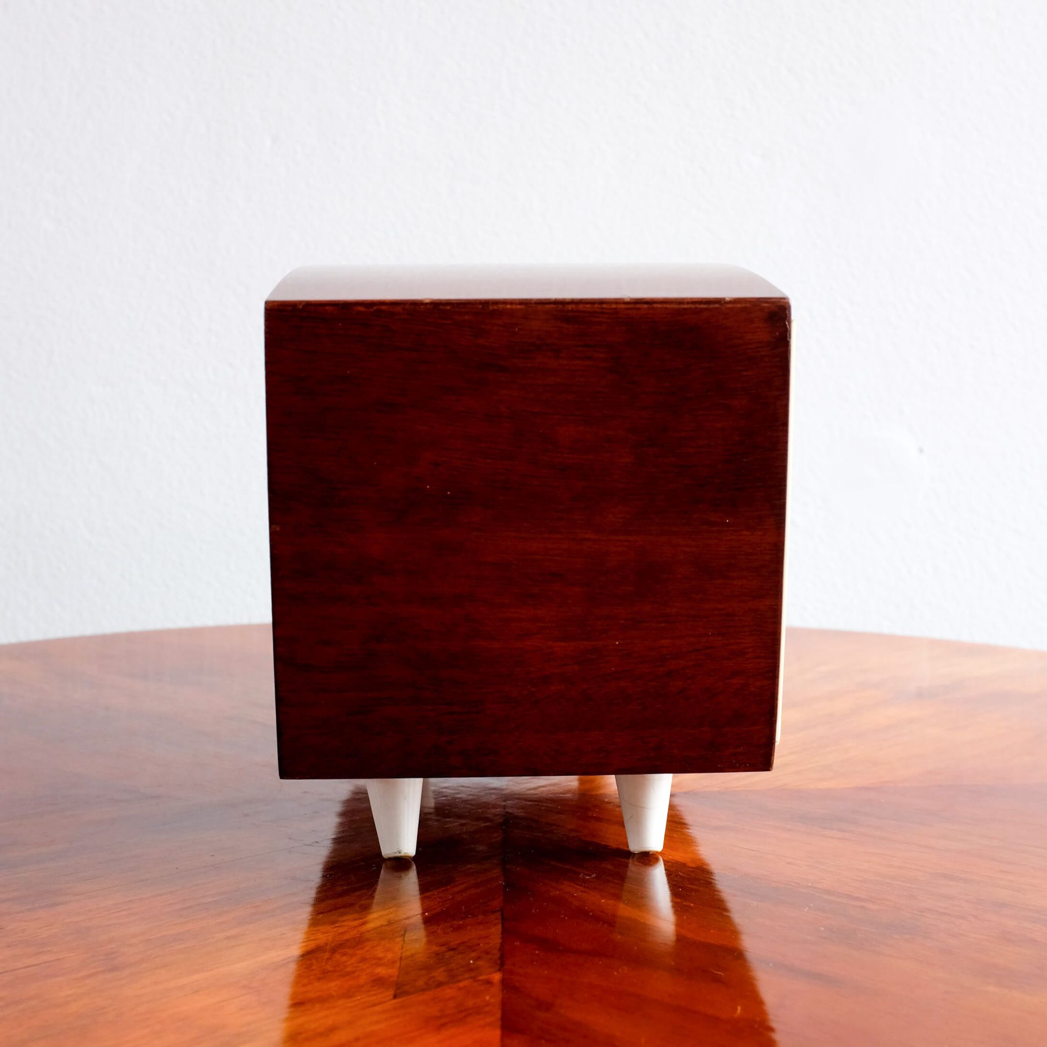 Vintage wooden weimar table clock made by germany, 1960s