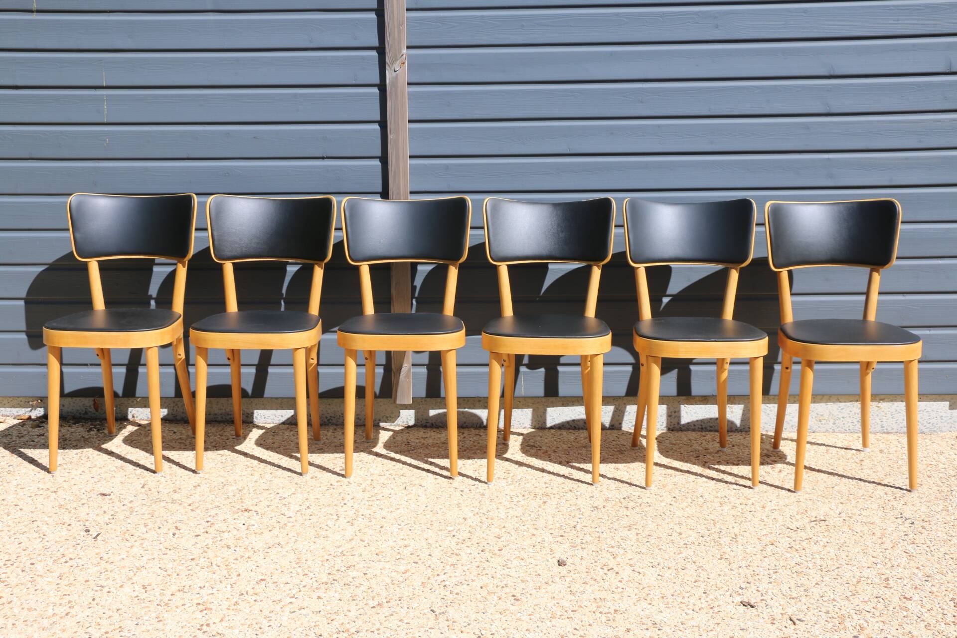 6 chaises baumann n°17 dos large skaï noir