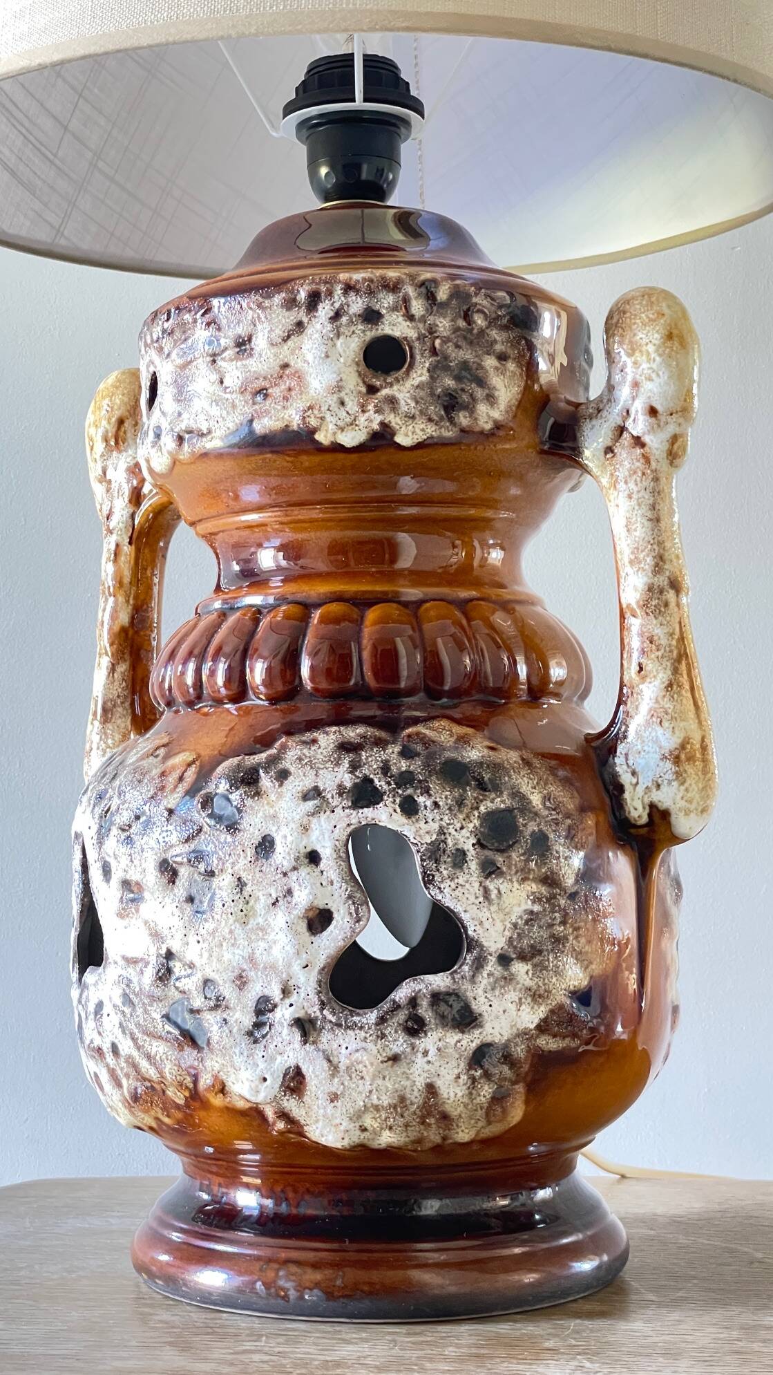 Lamp ceramic fat lava double lighting 70s