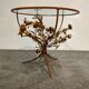 Vintage gilt metal flower side table, italy 1960