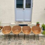 4 rattan chairs from 1950