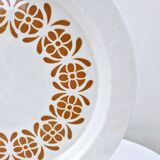 Plat Creux Ancien Art Déco Faïence Sarreguemines Décor Fleurs Orange D 28cm