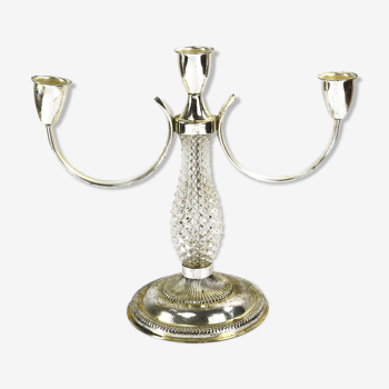 1970s three-point plated candlestick, La Pierre, France