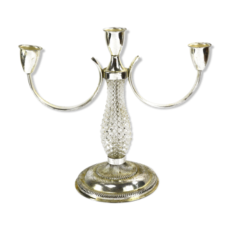 1970s three-point plated candlestick, La Pierre, France