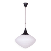 Mid-Century Chandelier in Chromed Steel and Opaline Glass, Czech, 1960s