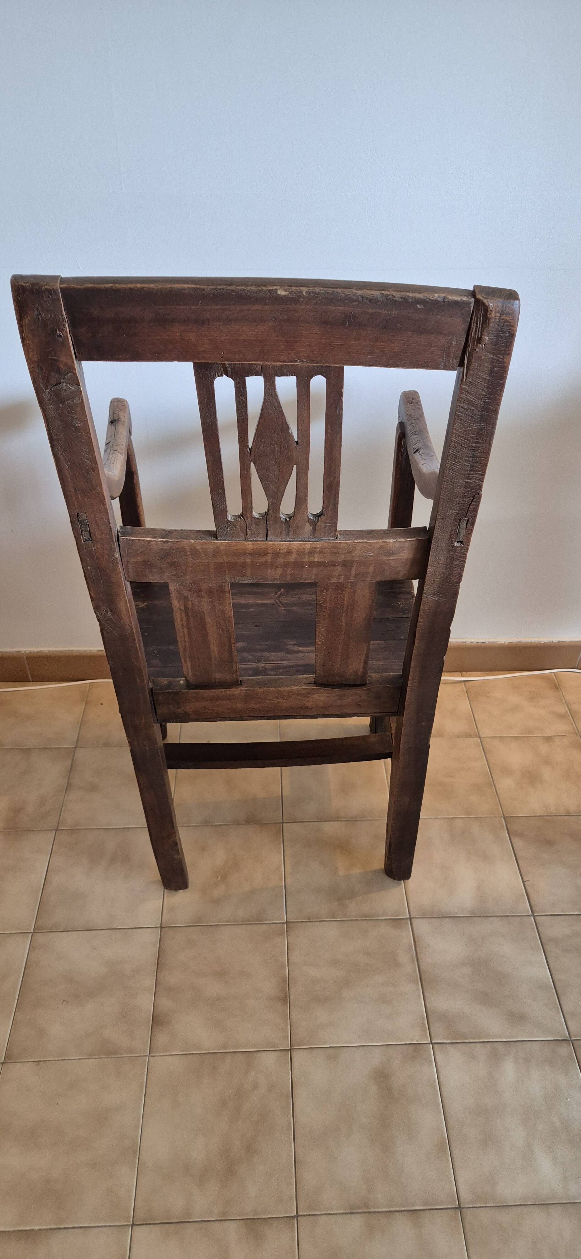 Fauteuil Noyer Rustique fin XIX eme siecle