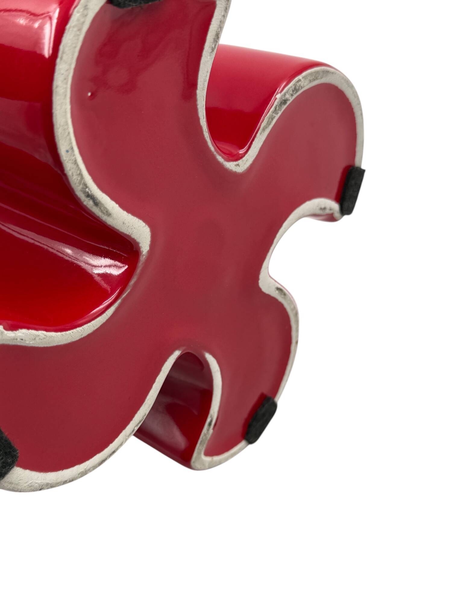 Franco Bettonica, Space age rare red ceramic vase, Gabbianelli Italy ca. 19