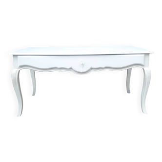 Table basse peinte en blanc style Louis XV