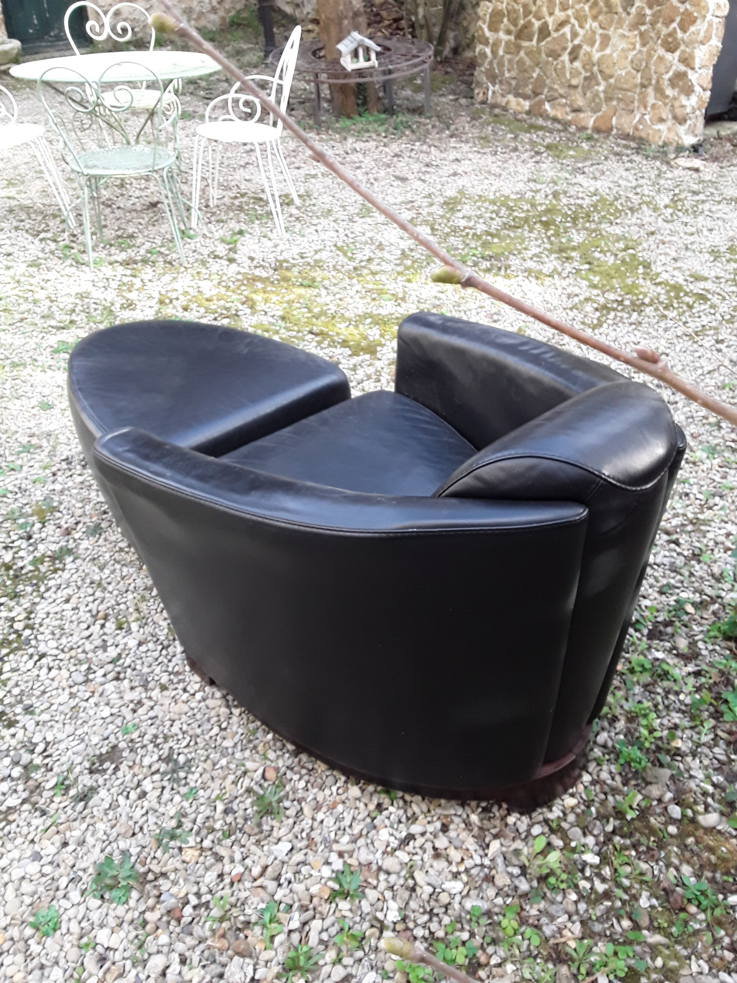 Club chair tray and leather footrests