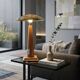 Modernist sculptural lamp wood/chrome/hammered brass - 1970s era