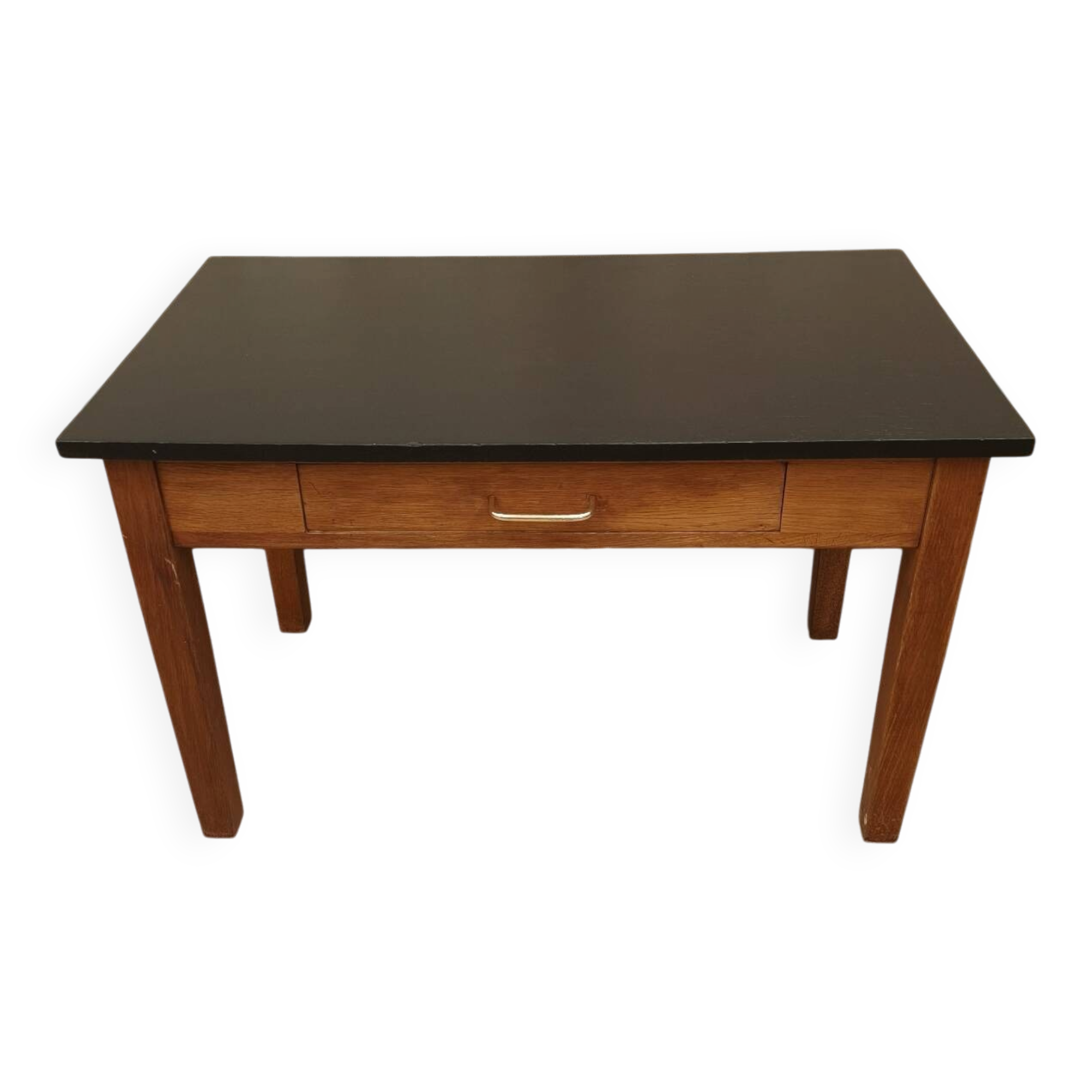 Table basse de ferme vintage - rénover plateau peint noir mat