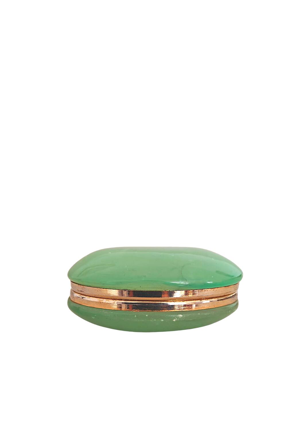Boîte à bijoux italienne en albâtre ovale vert des années 1950