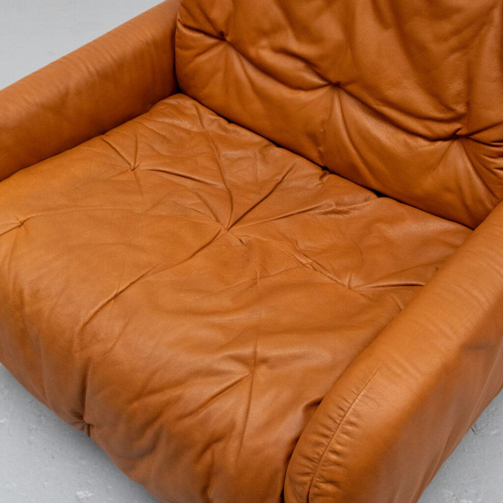 Italian Cognac Leather Bonacina Armchair 1970s