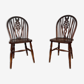Pair of 2 vintage Ercol dining room bistro chairs, 1950s