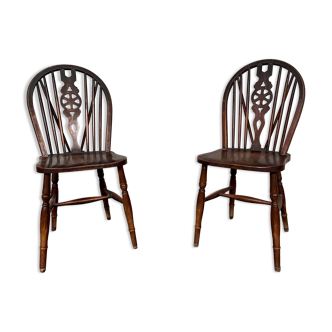 Pair of 2 vintage Ercol dining room bistro chairs, 1950s