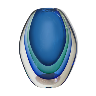 Murano glass drop Sommerso vase for Ermanno Nason Studio