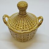 Bouteille Mini Dame Jeanne En Céramique Tressée Barbotine Majolique Vintage