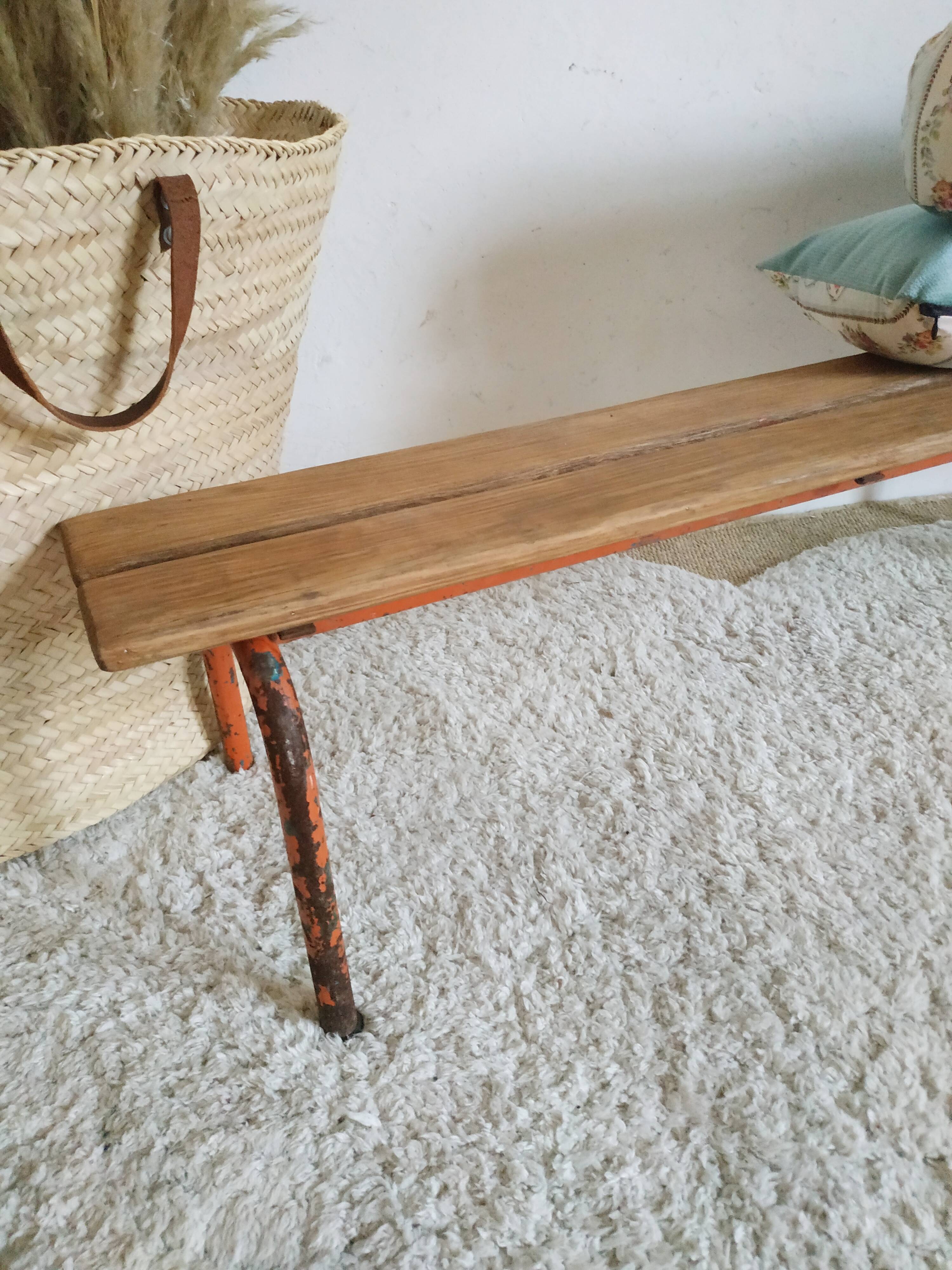 Banc ancien d'école maternelle métal et bois
